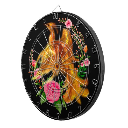 Floral Phoenix steigt aus der fantasievollen Asche Dartscheibe (Vorderseite rechts)