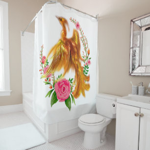 Floral Phoenix steigt aus der fantasievollen Asche Duschvorhang