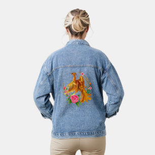 Floral Phoenix steigt aus der fantasievollen Asche Jeansjacke