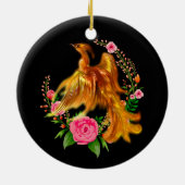 Floral Phoenix steigt aus der fantasievollen Asche Keramik Ornament (Hinten)