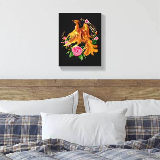Floral Phoenix steigt aus der fantasievollen Asche Leinwanddruck (Insitu (Schlafzimmer))
