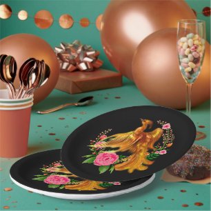 Floral Phoenix steigt aus der fantasievollen Asche Pappteller
