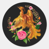 Floral Phoenix steigt aus der fantasievollen Asche Runder Aufkleber (Vorderseite)