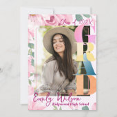 Floral Photo Class of 2026 Graduation Announcement Einladung (Vorderseite)