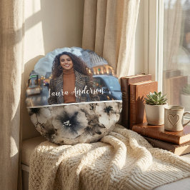 Floral photo create your own modern cute rundes kissen