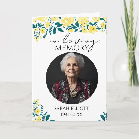 floral Photo Funeral Order of Service Folded Programm (Vorderseite)