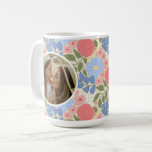 Floral Photo Mug – Personalized Message & Keepsake Kaffeetasse (Vorderseite Links)