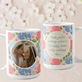 Floral Photo Mug – Personalized Message & Keepsake Kaffeetasse