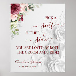 Floral Pick einen Platz auf beiden Seiten Hochzeit Poster
