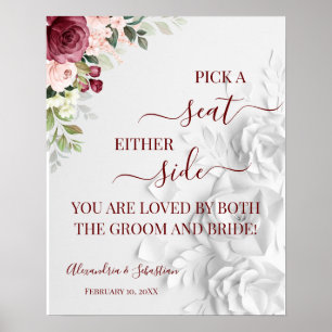 Floral Pick einen Platz auf beiden Seiten Hochzeit Poster