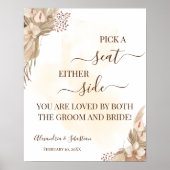 Floral Pick einen Platz auf beiden Seiten Hochzeit Poster (Vorne)