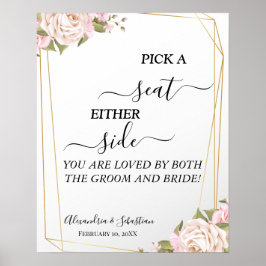 Floral Pick einen Platz auf beiden Seiten Hochzeit Poster