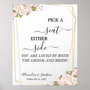 Floral Pick einen Platz auf beiden Seiten Hochzeit Poster