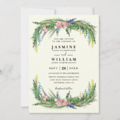Floral Pine Rustic Country Elegant QR Code Wedding Einladung (Vorderseite)
