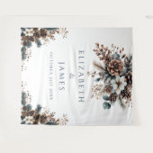 Floral Pinecone Hochzeitsfeier Foto Stand Hintergr Wandteppich (Vorderseite (Horizontal))