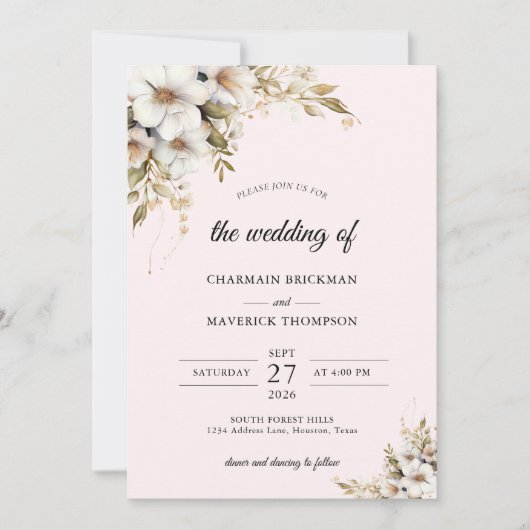 Floral Ping Hochzeit Einladung (Vorderseite)