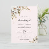 Floral Ping Hochzeit Einladung (Stehend Vorderseite)
