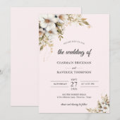 Floral Ping Hochzeit Einladung (Vorne/Hinten)