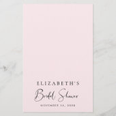 Floral Pink Aquarell Bridal Bingo Duschgame (Rückseite)