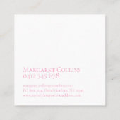 Floral Pink Aquarellfarbenmonogramm Quadratische Visitenkarte (Rückseite)