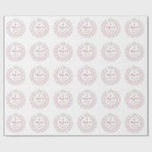 Floral Pink Baby Angel Cross Taufe Geschenkpapier (Flach)