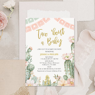 Floral Pink Banner Taco Bout Eine Baby-Dusche Einladung
