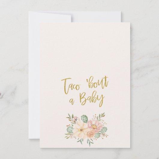 Floral Pink Banner Taco Bout Eine Baby-Dusche Einladung (Rückseite)