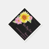 Floral Pink Black Yellow Monogram Birthday Napkins Serviette (Ecke)