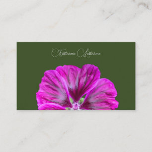 Floral pink blossom flower calligraphy dark green visitenkarte