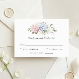 Floral Pink & Blue Hortensien Hochzeit RSVP Karte