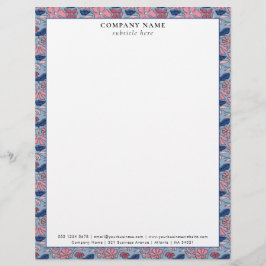 Floral Pink Blue Pattern Company Name Details Briefbogen