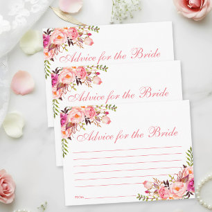 Floral Pink Blush Bridal Shower Advice Card L Postkarte
