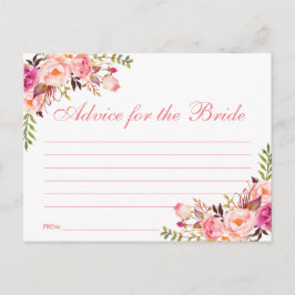 Floral Pink Blush Bridal Shower Advice Card L Postkarte