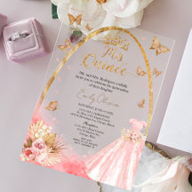 Floral Pink Blush Kleid Quinceanera