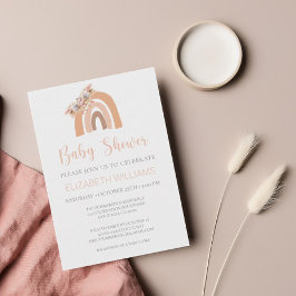 Floral Pink Boho Regenbogen Pampas Grass Baby Dusc Einladung