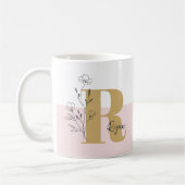 Floral Pink Bold Monogramm Name Kaffeetasse (Links)