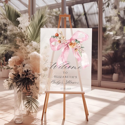 Floral Pink Bow Baby in Bloom Baby Dusche Willkomm Acrylschild