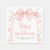 Floral Pink Bow Baby in Bloom Baby Shower Serviette (Vorderseite)