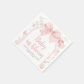Floral Pink Bow Baby in Bloom Baby Shower Serviette (Ecke)