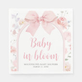 Floral Pink Bow Baby in Bloom Baby Shower Serviette (Vorderseite)