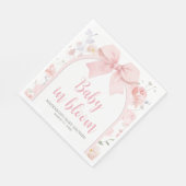 Floral Pink Bow Baby in Bloom Baby Shower Serviette (Ecke)