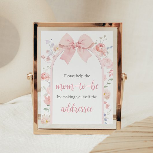Floral Pink Bow Baby in Bloom Envelope Station Poster