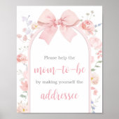 Floral Pink Bow Baby in Bloom Envelope Station Poster (Vorne)