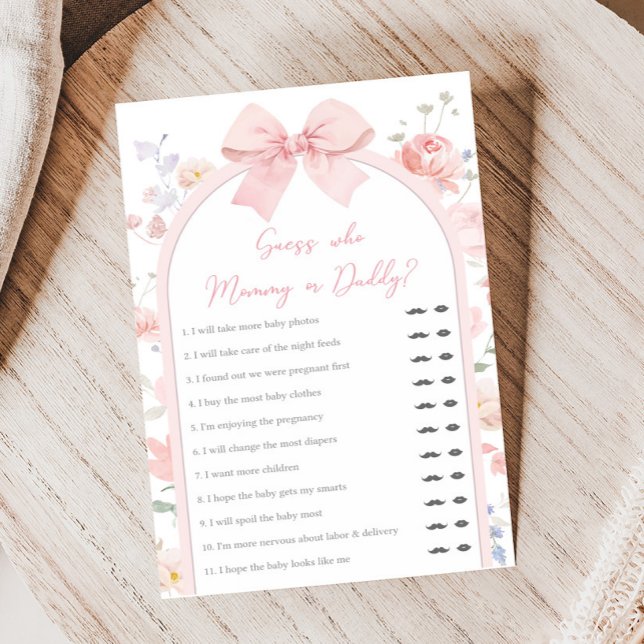 Floral Pink Bow Baby in Bloom Shower Guess Game (Von Creator hochgeladen)