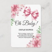 Floral Pink Bow Babydusche Begleitkarte (Vorderseite)