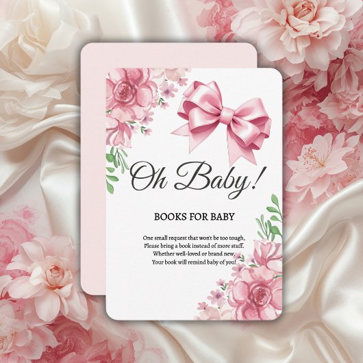 Floral Pink Bow Babydusche Begleitkarte