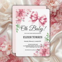 Floral Pink Bow Babydusche