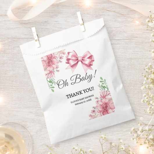 Floral Pink Bow Babydusche Geschenktütchen (Ausgeschnitten)