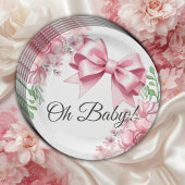 Floral Pink Bow Babydusche Pappteller