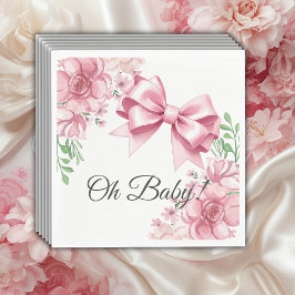 Floral Pink Bow Babydusche Serviette